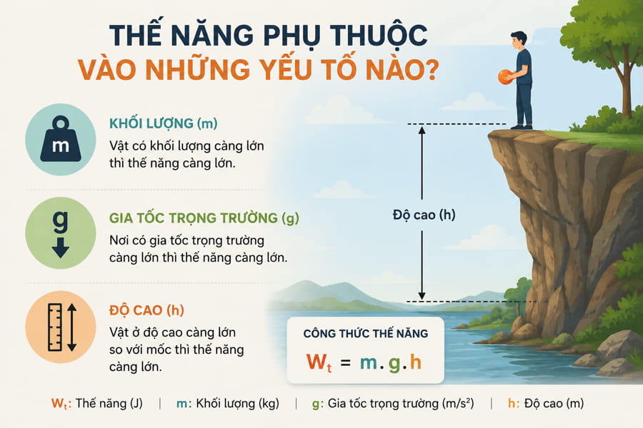 Thế năng phụ thuộc vào những yếu tố nào
